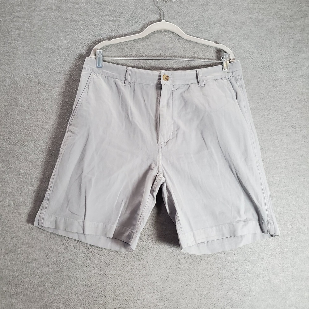 Vineyard Vines Men Shorts 35 Gray Chino Linen Blend Pockets‎ High Rise 8" Inseam